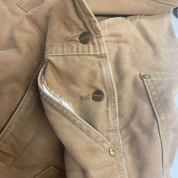 CARHARTT MEN’s Insulated Bib Overalls Size 52 Inseam 30” Tan - Picture 6 of 14